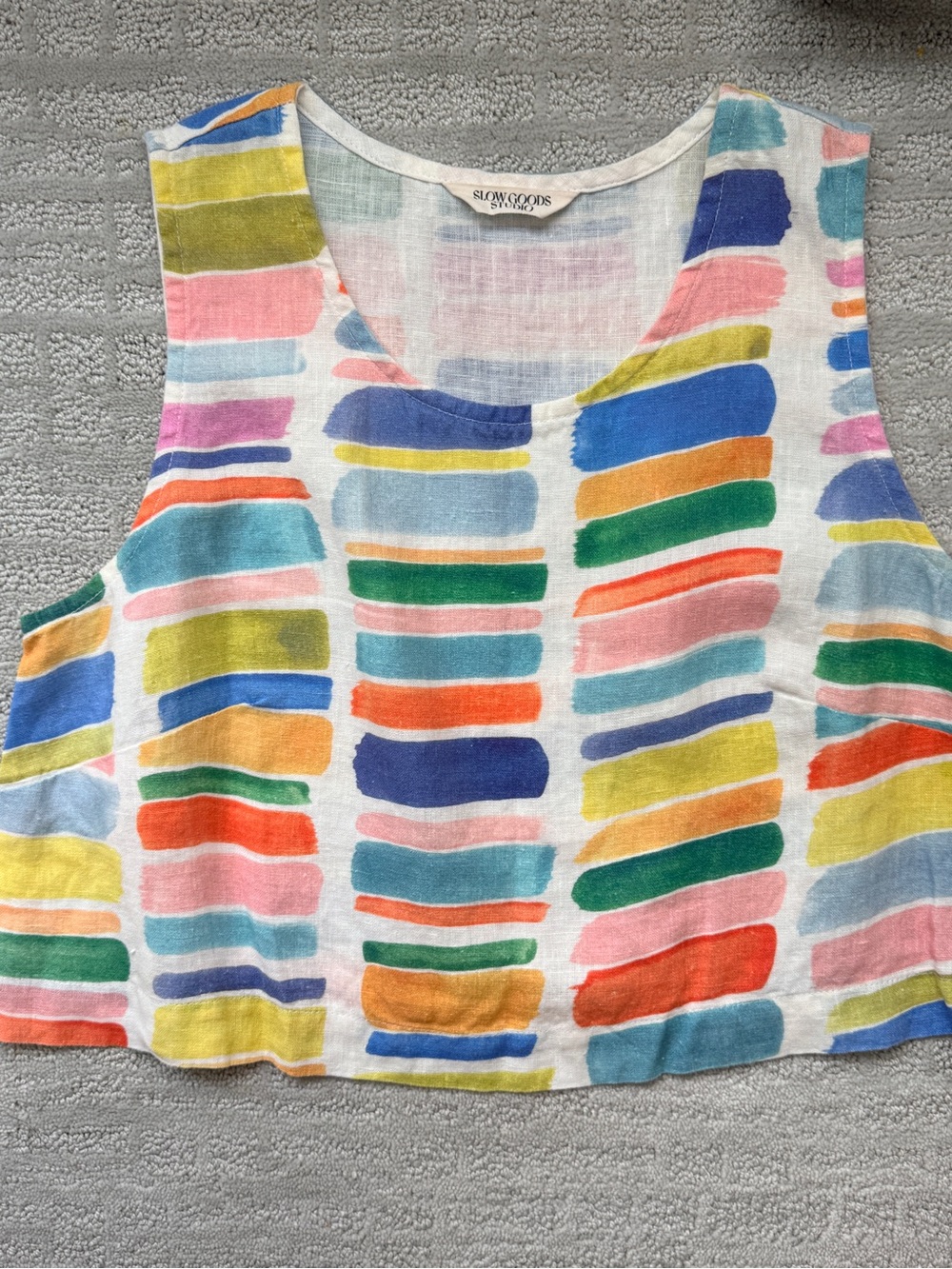 Slow Good Studios Multicolor Striped Sleeveless Crop Tank Top - Picture 6 of 9
